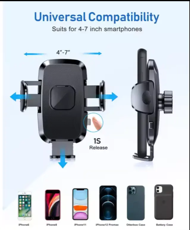 Heavy-Duty No-Slip Car Phone Mount – 360° Rotation
